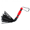 Нежная чёрная плеть с красным мехом БДСМ арсенал BDSM Light 740002 (43 см)