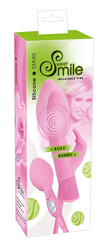 Розовый вибратор с функцией расширения Orion Rosy Bunny 0584010 (20 см)