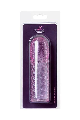 Розовая рельефная насадка закрытого типа Eromantica 150211 (13,5 см)