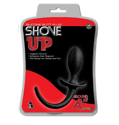 Чёрная анальная пробка с хвостом NMC SHOVE UP 3.5INCH BUTTPLUG WITH TAIL 111716