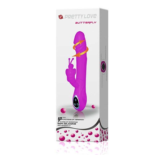 Лиловый перезаряжаемый хай-тек вибратор с ротацией головки Baile Butterfly BI-014123-1 (26 см)