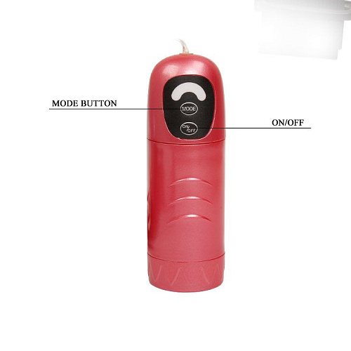 Розовый страпон-ротатор со стимуляцией клитора Baile BW-022038-0101 (18 см)