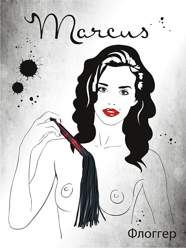 Чёрный флоггер с кружевной ручкой красного цвета ToyFa 715002