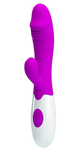 Лиловый вибратор с клиторальным отростком Baile Snappy BI-014173 (19,5 см)