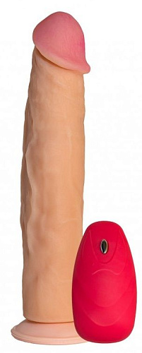 Телесный реалистичный вибратор с пультом Сумерки богов №65 3204-65 BX DD (24 см)