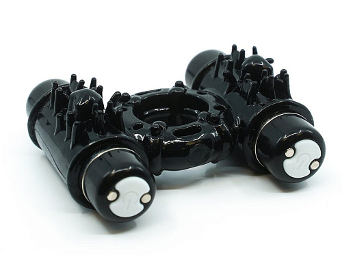 Чёрное эрекционное виброкольцо NU Sensuelle DOUBLE ACTION COCKRING 340121