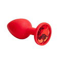 Красная силиконовая анальная пробка с красным стразом 4sexdreaM 47068 (7,1 см)