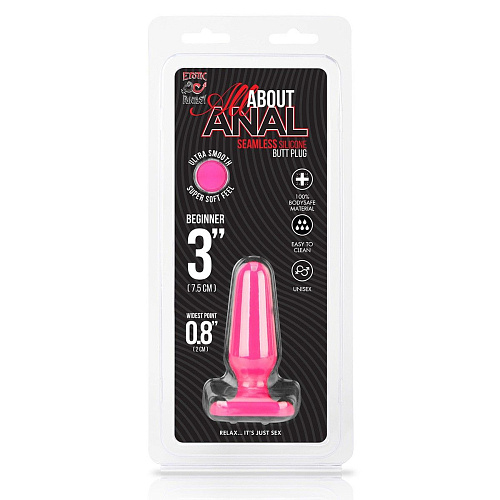 Розовый плаг из силикона Erotic Fantasy BEGINNER 3 HT-B1-HPNK (7,5 см)