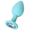 Мятная анальная пробка с прозрачным кристаллом ToyFa Brilliant 357013 (7 см)