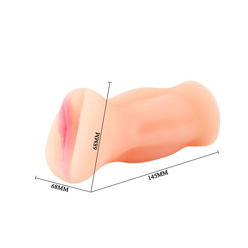 Мастурбатор-вагина телесного цвета с виброяичком на пульте управления Baile BM-009134