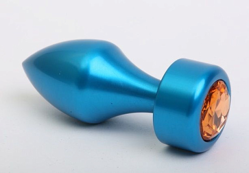 Синяя анальная пробка с жёлтым стразом 4sexdreaM 47442-9 (7,8 см)