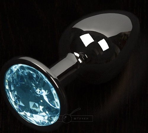 Графитовая анальная пробка с голубым кристаллом Пикантные штучки DPBP041LWB (8,5 см)