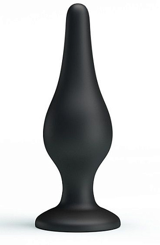Чёрная анальная пробка на присоске среднего размера Baile Sensitive Prostate Plug BI-014459-0801 (14 см)