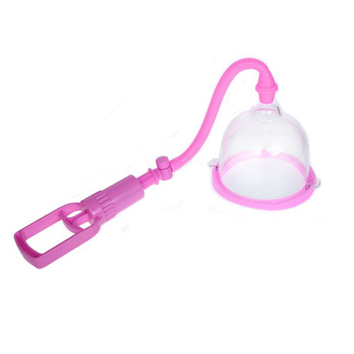 Вакуумная помпа розового цвета для груди с рычажком Baile BI-014091-6