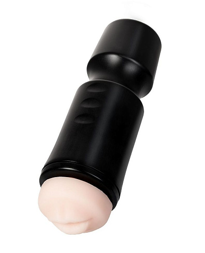 Мастурбатор-ротик телесного цвета в черной колбе A-toys 763003