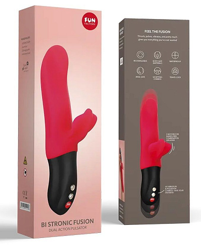 Красный пульсатор с клиторальным лепестком Fun Factory Bi Stronic Fusion 4001135 (21,5 см)