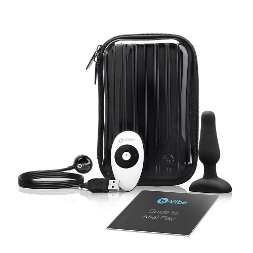 Анальная вибропробка чёрного цвета b-Vibe NOVICE REMOTE CONTROL PLUG BLACK BV-004-BLK (10,2 см)