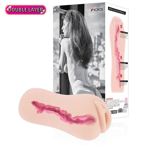 Мастурбатор-вагина телесного цвета с рельефным тоннелем KOKOS Sanda M04-001-07D