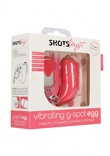 Розовое виброяйцо с пультом ДУ Shots Media BV Vibrating G-spot Egg medium SHT088PNK