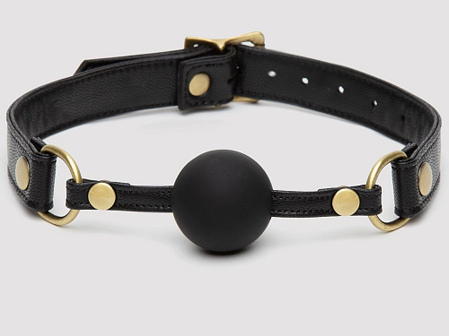 Чёрный кляп-шар Fifty Shades of Grey Bound to You Faux Leather Ball Gag FS-80133