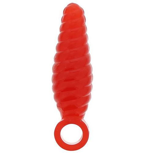Красная анальная втулка со спиралью и ручкой-кольцом Dream Toys 20073 (8 см)
