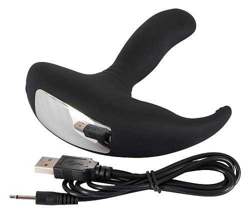 Чёрный вибростимулятор простаты с 8 режимами вибрации и движущимся язычком Orion 0588342