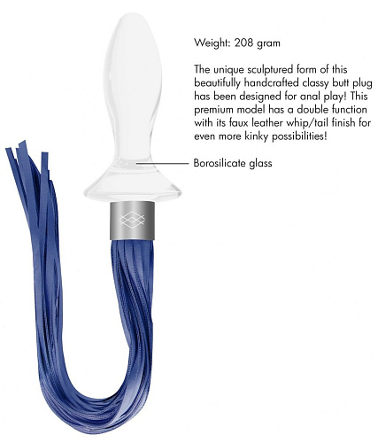 Белая анальная пробка с синими хвостами Shots Media BV Tail CHR020WHT