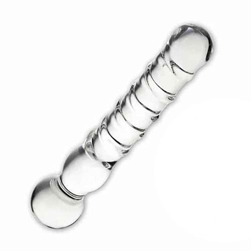 Стеклянный прозрачный спиральный жезл Glas Joystick GLAS-82