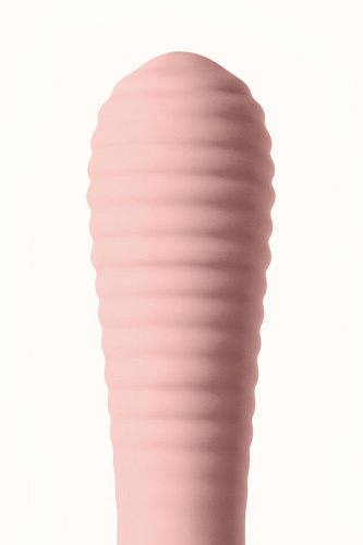Нежно-розовый мини-вибратор с ребрами S-HANDE MINI 2 SHD-050-2P (11,8 см)