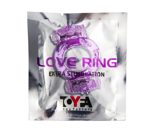 Фиолетовое виброкольцо с двумя вибропульками ToyFa 818033-4