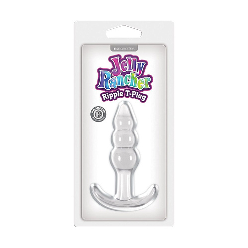 Прозрачная анальная пробка NS Novelties Jelly Rancher T-Plug Ripple NSN-0451-31 (11 см)