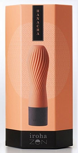Персиковый рифлёный мини-вибратор Tenga IROHA ZEN HANACHA HMZ-02 (12,7 см)