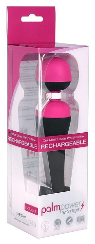 Перезаряжаемый массажёр, розовый с чёрным BMS Factory Palm Power recharge 30628
