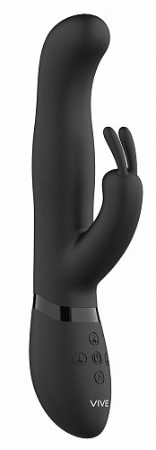 Чёрный вибромассажёр-кролик Shots Media BV Izara VIVE014BLK (22 см)