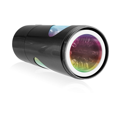 Перезаряжаемый мастурбатор-ротик чёрного цвета Pipedream Extreme Toyz Rechargeable Roto-Bator Mouth RD294