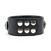 Чёрный кожаный ошейник с кольцами и клёпками БДСМ арсенал 55019