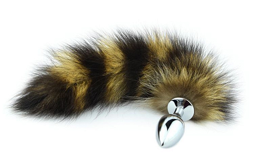 Металлическая анальная пробка с длинным полосатым хвостом 4sexdreaM 47153