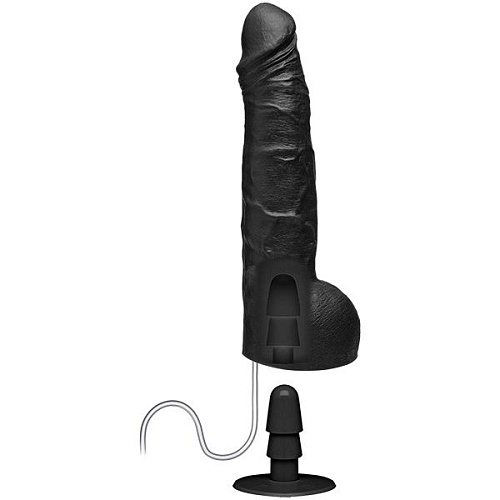Чёрный фаллоимитатор с имитацией эякуляции Doc Johnson Wet Works 10 Dual Density ULTRASKYN Squirting Cumplay Cock 2406-07-BX (26,7 см)