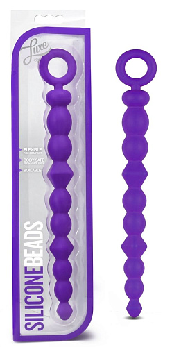 Фиолетовая анальная цепочка-ёлочка Blush Novelties Silicone Beads BL-23941 (24,6 см)