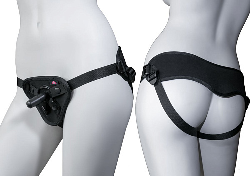 Чёрные трусы для страпона Lola toys Dark play 510146lola