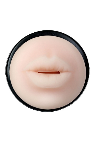 Мастурбатор-ротик телесного цвета в черной колбе A-toys 763003