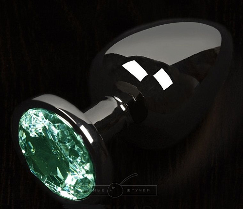 Графитовая анальная пробка с зелёным кристаллом Пикантные штучки DPBP041SEM (6 см)