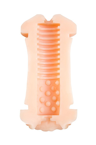 Двухсторонний мастурбатор телесного цвета в красном цилиндре JOS NADIN 784003