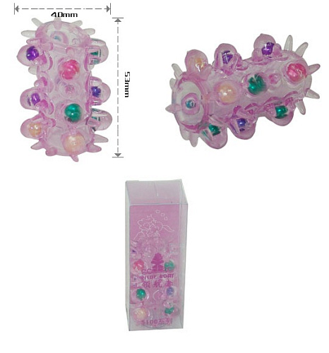 Рельефная насадка с бусинами и шипами Baile BI-010045Q-0101 (5,3 см)