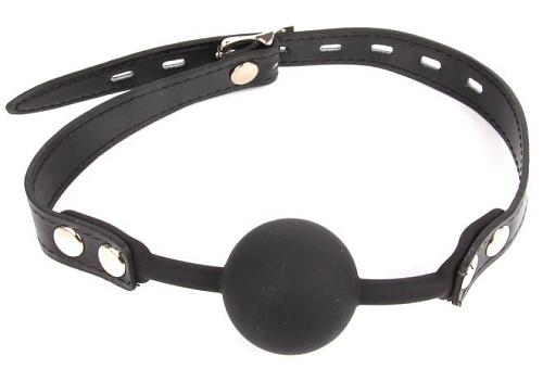 Чёрный сплошной кляп-шарик на регулируемом ремешке Bior toys NTB-80464