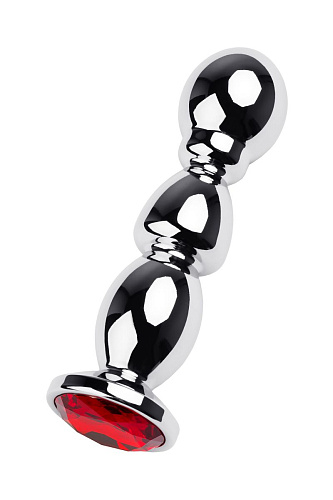 Серебристый стимулятор с красным кристаллом ToyFa 717045-9 (14 см)