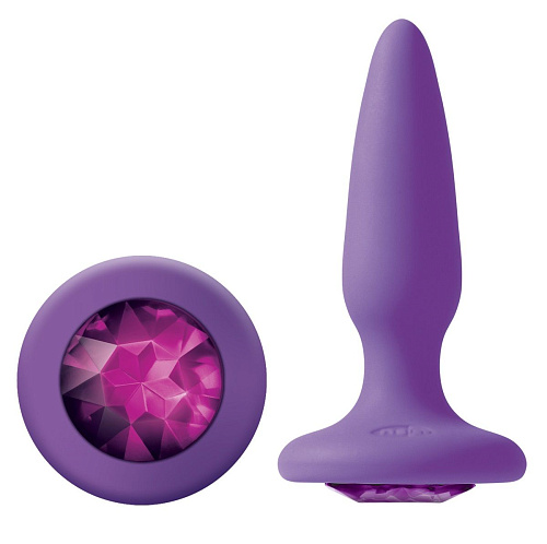 Фиолетовая анальная пробка с фиолетовым кристаллом NS Novelties Glams Mini Pink Gem NSN-0510-75 (8,4 см)