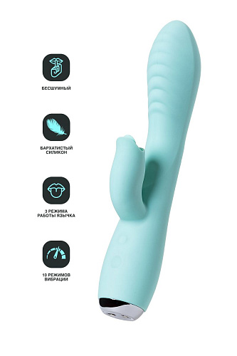 Мятный вибратор с клиторальным стимулятором JOS MILO 783029 (20 см)