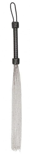 Чёрная многохвостая металлическая плеть Shots Media BV Silver Ball Chain Flogger PAI022BLK (76 см)