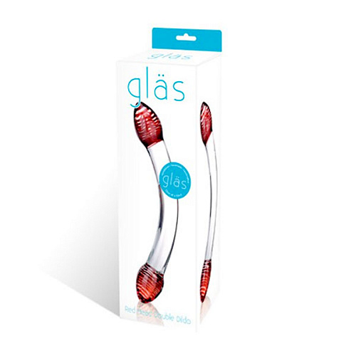 Изогнутый двусторонний фаллос из стекла Glas Red Head GLAS-22